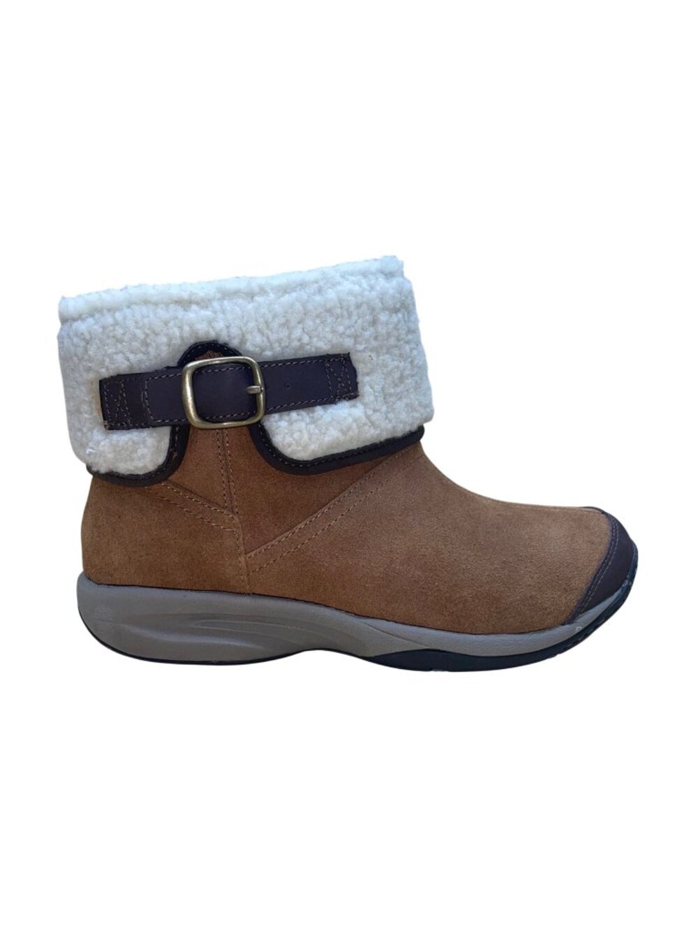 Easy Spirit Women’s Brown Faux Fur Leather Zippered Lockdown Ankle Boots Sz 7.5